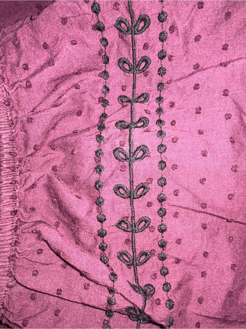 Plus Size Babydoll Tunic Purple Boho Blouse Embroidery Cotton Fall Cottagecore - Picture 10 of 10
